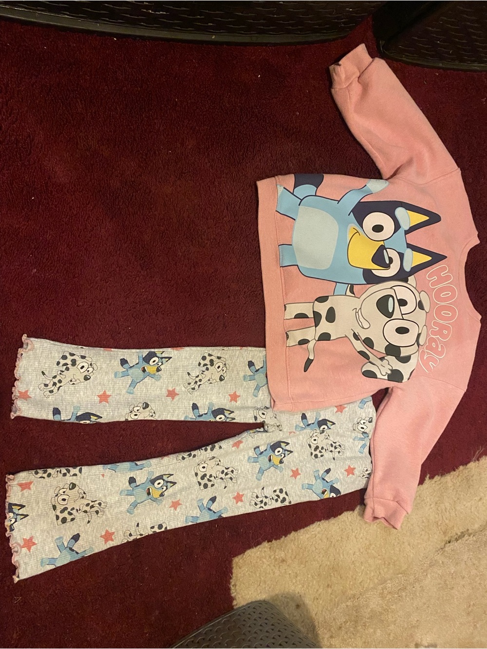 Kids Pink Cartoon Character Matching Set - Long Sleeve Top & Pants